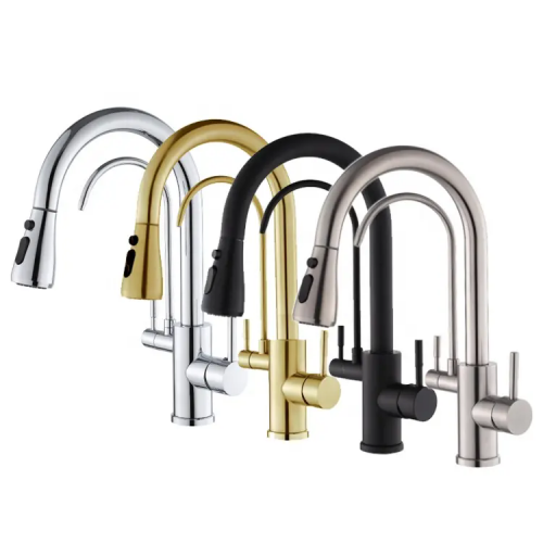 Double Handle 360 Rotary Water Filter Tap Pull Out Sprayer Hot Cold Mixer Colorful Kitchen Faucet BL-63017