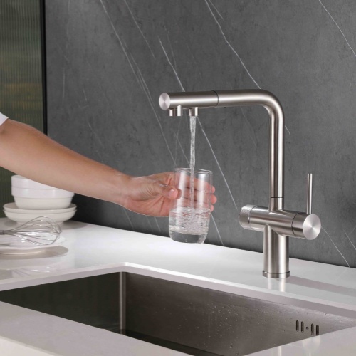 3-in-1 Stainless Steel Kitchen Faucet with Pull-Out Spray Water Purifier Filter Mixer Tap BL-63012